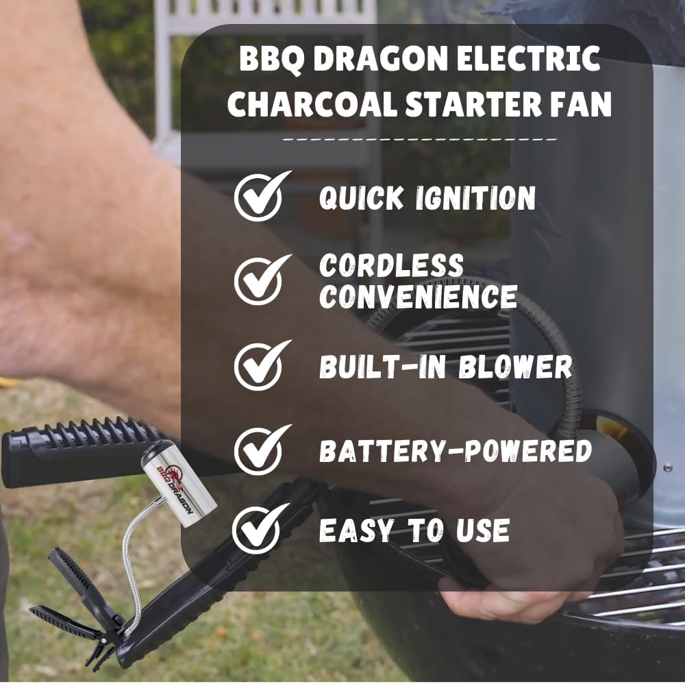 BBQ Dragon Charcoal Starter and Fire Lighter for Barbecue Grills Fire Pits Camping and Fireplaces - Battery-Powered Bellows image number 3