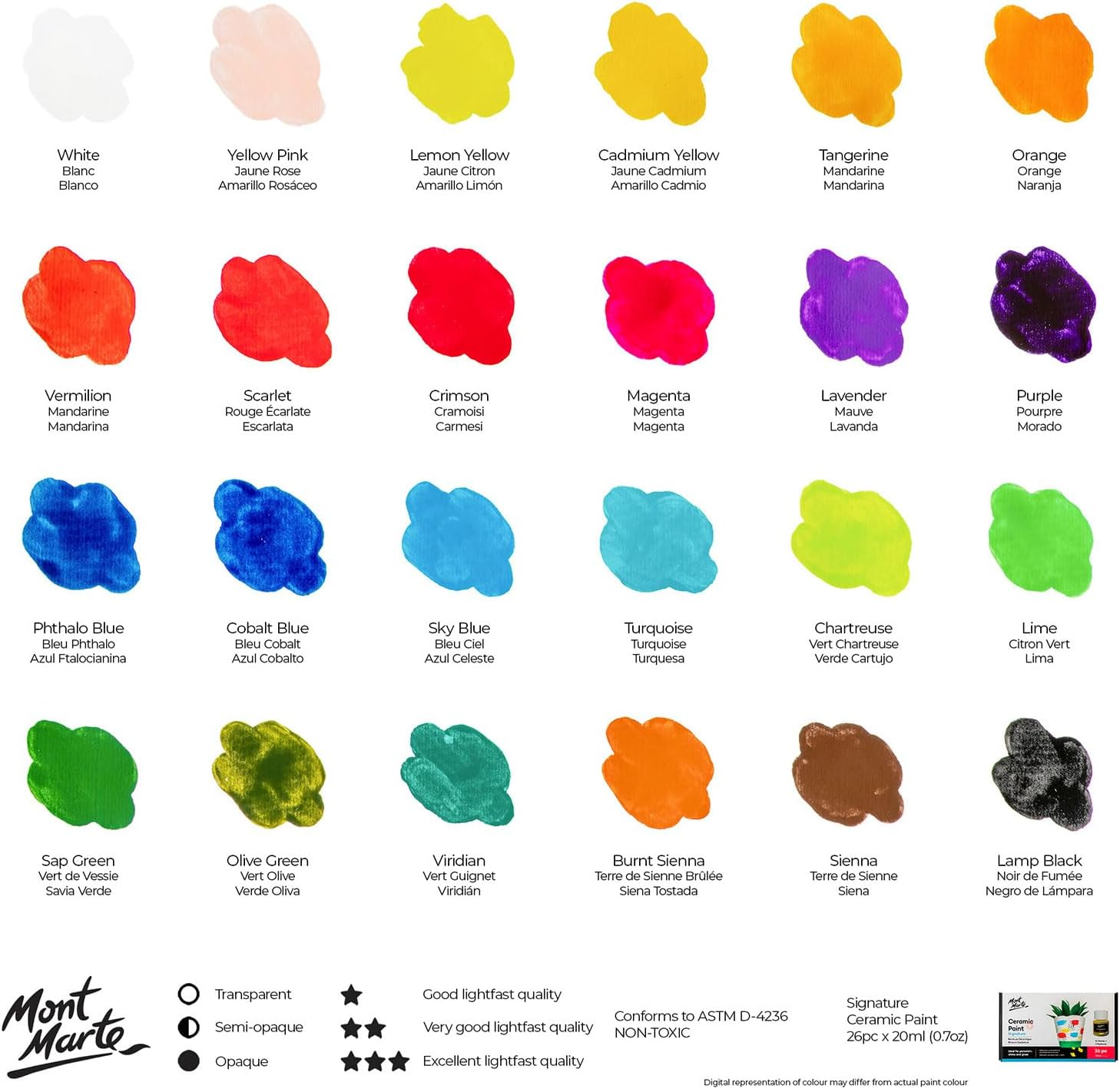 Mont Marte Ceramic Liquid Paint 26-Pieces Set, 20 Ml image number 2