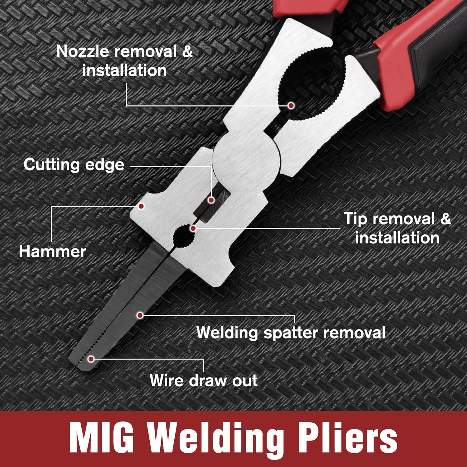 8.7" MIG Welding Pliers Multi-Function Welding Tools with MIG Nozzle Cleaner Wire Cutter Ergonomic Handle, Professional MIG Pliers for Welding, Electrical, Mechanical, Workshop and Home Use image number 1
