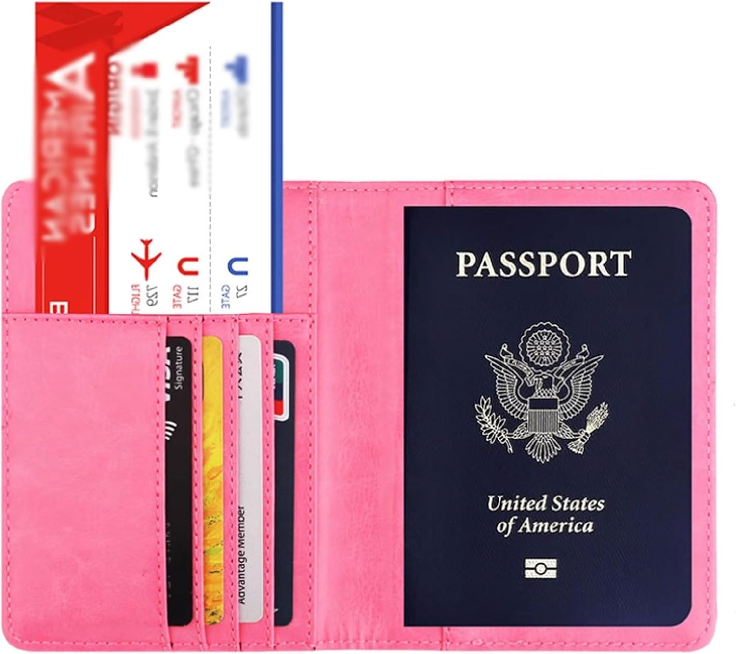Australian Passport Cover Anti-Magnetic PU Leather Holder Bank Card Airplane Wallet Passport Sleeve(Pink) - Pink image number 5