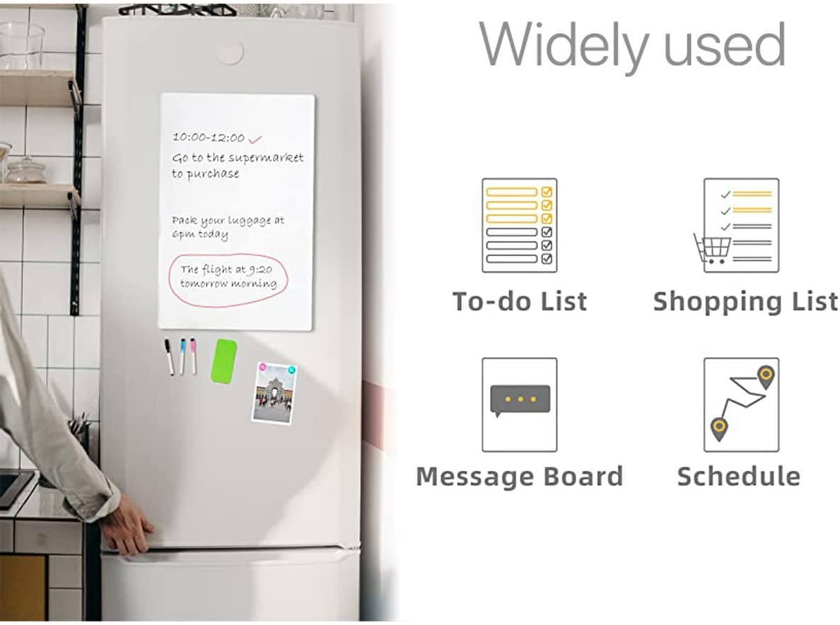 2 Pack Magnetic Portable Fridge Dry Erase Whiteboard Home Kitchen Memo Board for Refrigerator, Monthly Planner Sheet, Home, Office, School with 3 Whiteboard Markers, 2 Push Pin Magnets, 1 Eraser (A3) image number 1