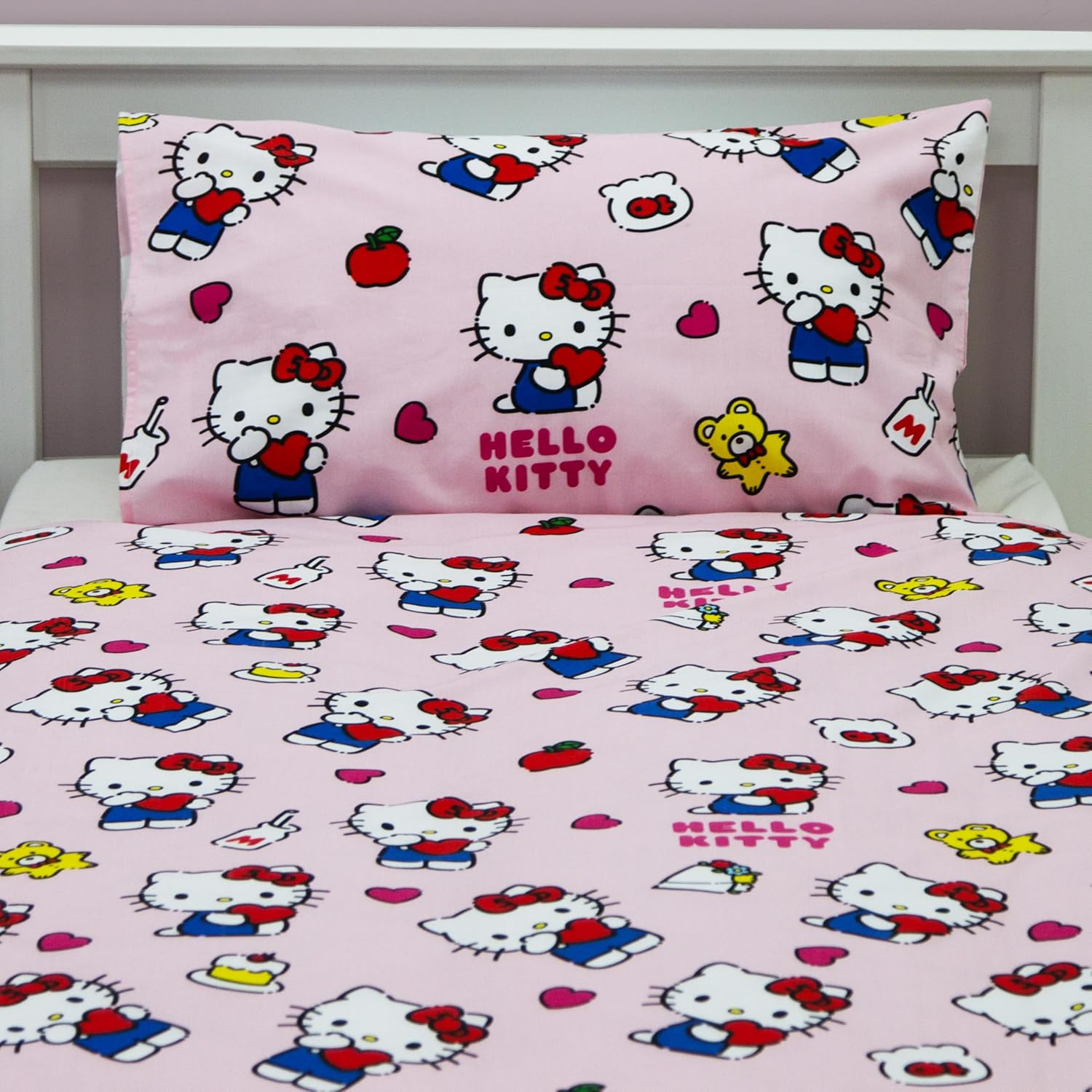 Hello Kitty Officially Licensed Hello Design Single Duvet Cover Set | Reversible 2 Sided Cat Bedding Including Matching Pillow Case | Perfect for Kids Bedroom | Polycotton image number 3