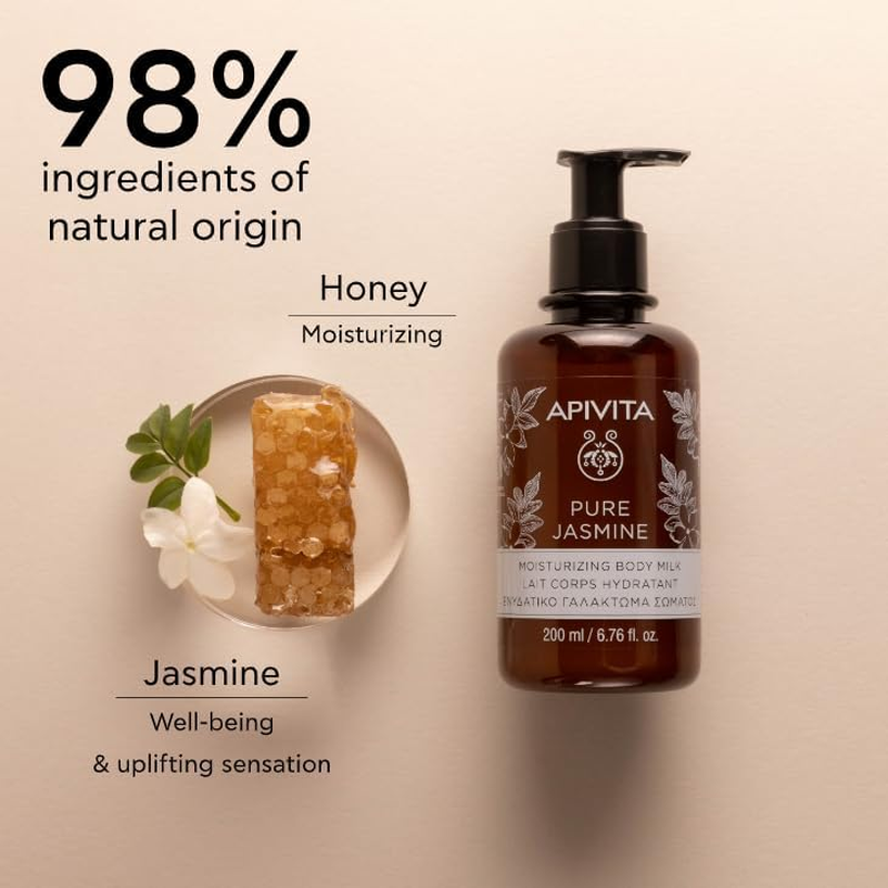 APIVITA Pure Jasmine Moisturizing Body Milk 6.76 Fl. Oz.| Moisturizing & Protecting Shea Butter Cream to Smoothen & Protect the Skin&rsquo;S Elasticity | Beeswax, Almond Oil, Vitamin E, & Jasmine Extract image number 2