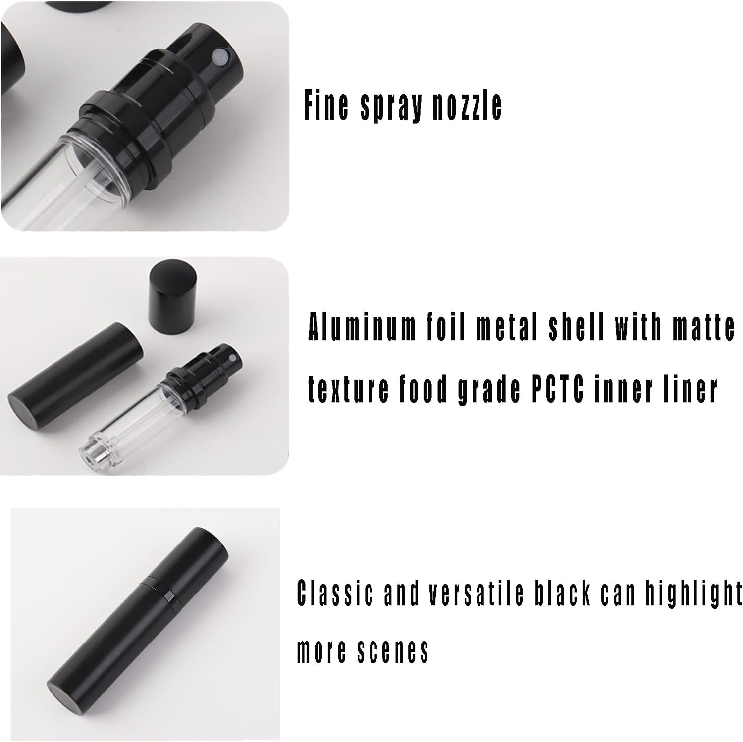 2 Perfume Atomizers Bottle (5ML), Portable Refillable Mini Perfume Atomizers for Travel, Leak Proof Pump for Men and Women, Perfume Spray Bottle Spray Black