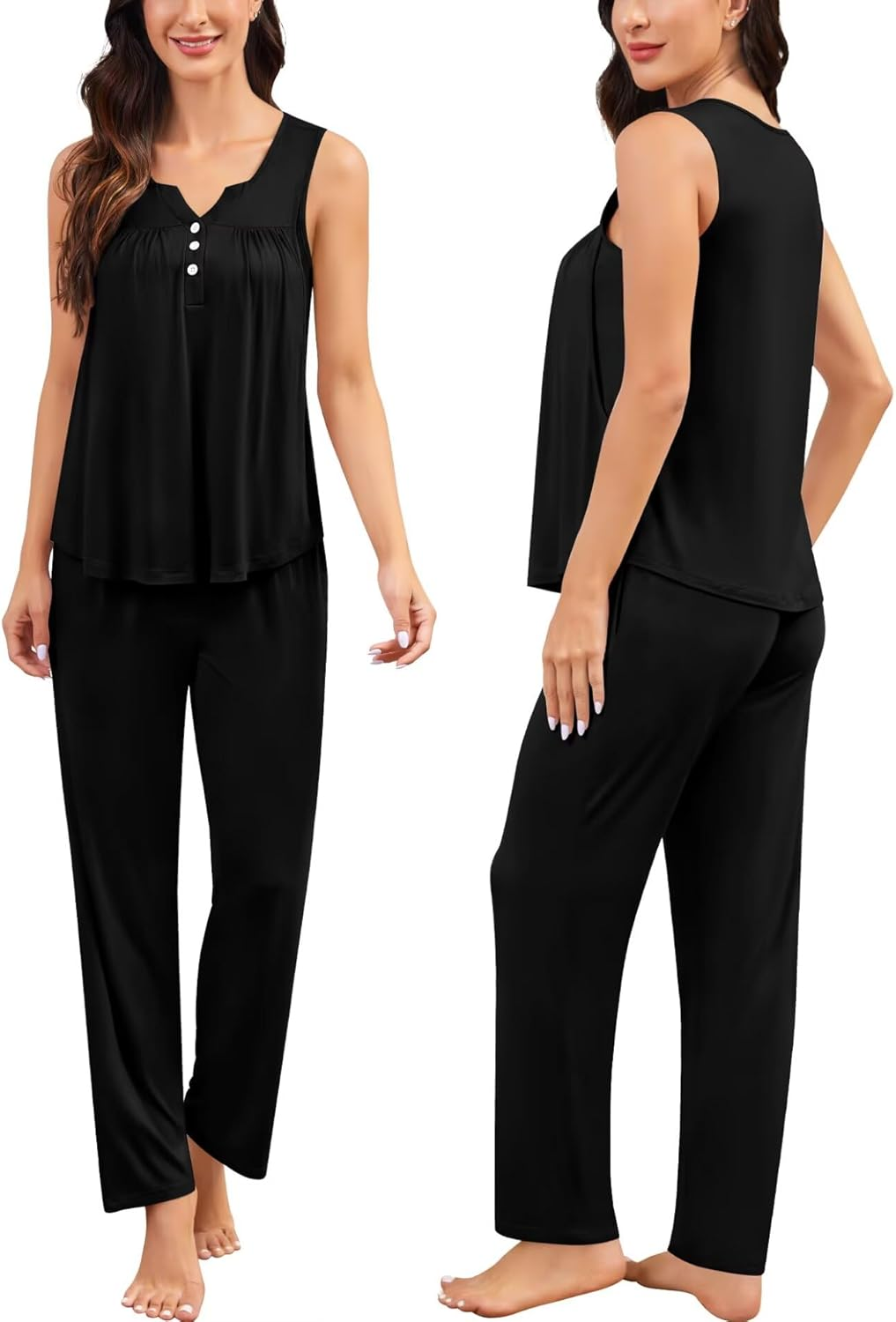 SWOMOG Maternity Nursing Pajamas Sets 3 PCS Women Postpartum Pajama Breastfeeding 3 in 1 Labor Delivery Button Pregnancy Pjs image number 2