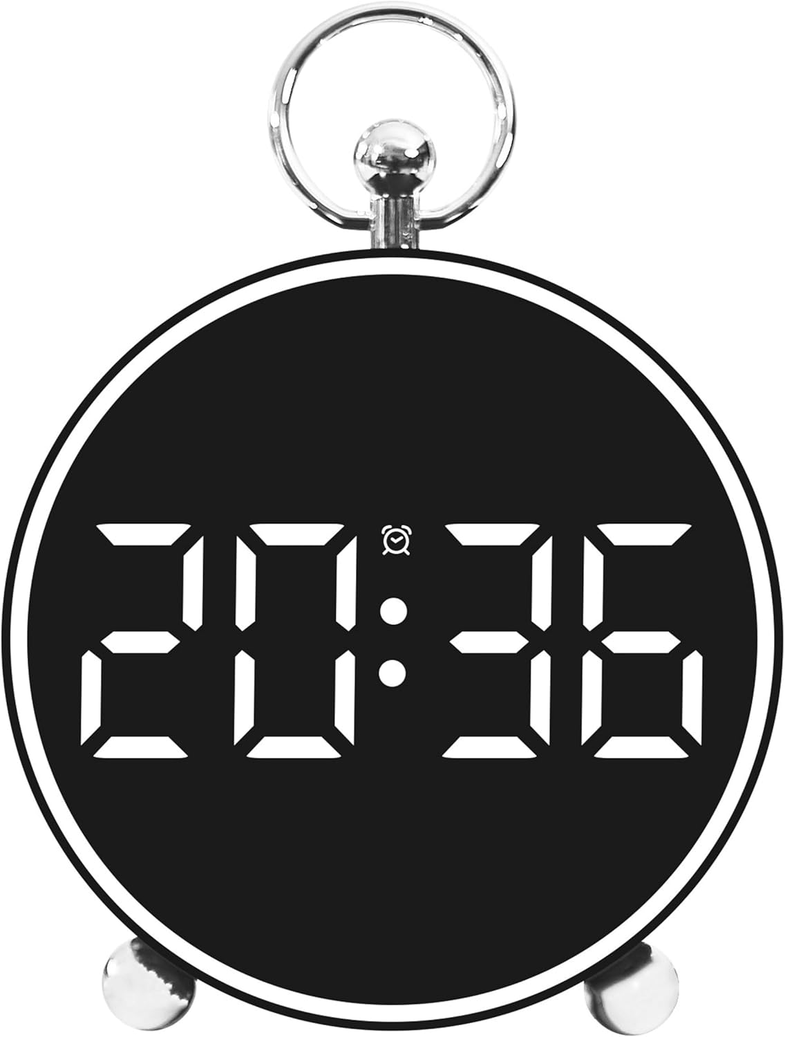 Bay Breeze Vintage round Digital Clock for Bedroom, Home Alarm Clock for Kids and Adults, Traditional Design (Retro Black)