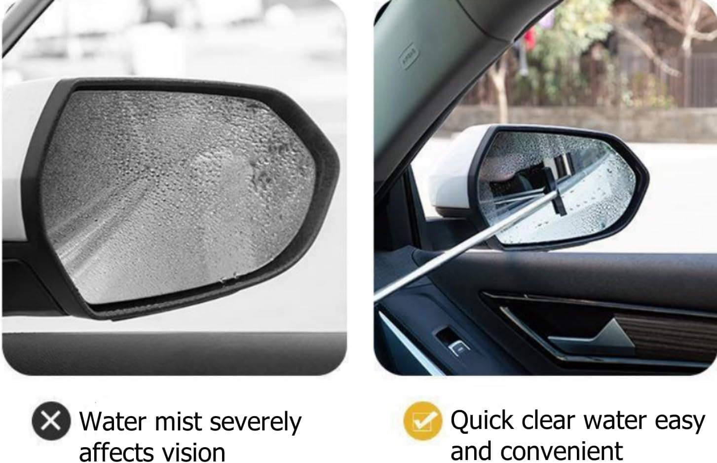 2-In-1 Car Mirror Squeegee, Portable Rearview Mirror Wiper, 98Cm Long Handle Mini Squeegee for Glass Windows (Black + Pink) image number 5