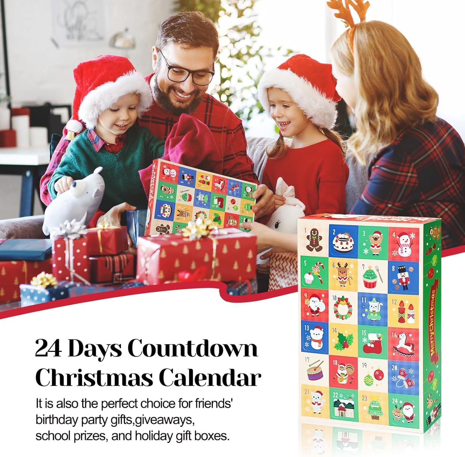 5 Pcs 2025 DIY Christmas Advent Calendar Empty Boxes,Make 24 Days Fillable Countdown Rectangle Boxes Gift,Xmas Surprise Gift Boxes,For Adults/Kids (25 * 17 * 4 Cm) image number 4