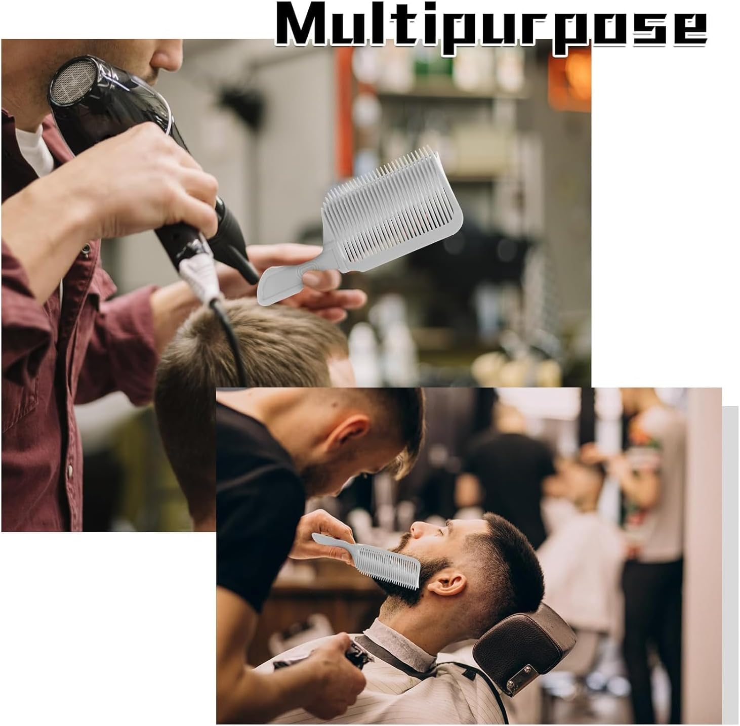 3 Pcs Barber Combs, Barber Combs with Hair Trimming Guide, Comb Professional Hair Cutting Comb Barber Cutting Comb, Fade Comb Blend Comb, Professional Curved Positioning Comb for Barber or at Home - Black image number 2