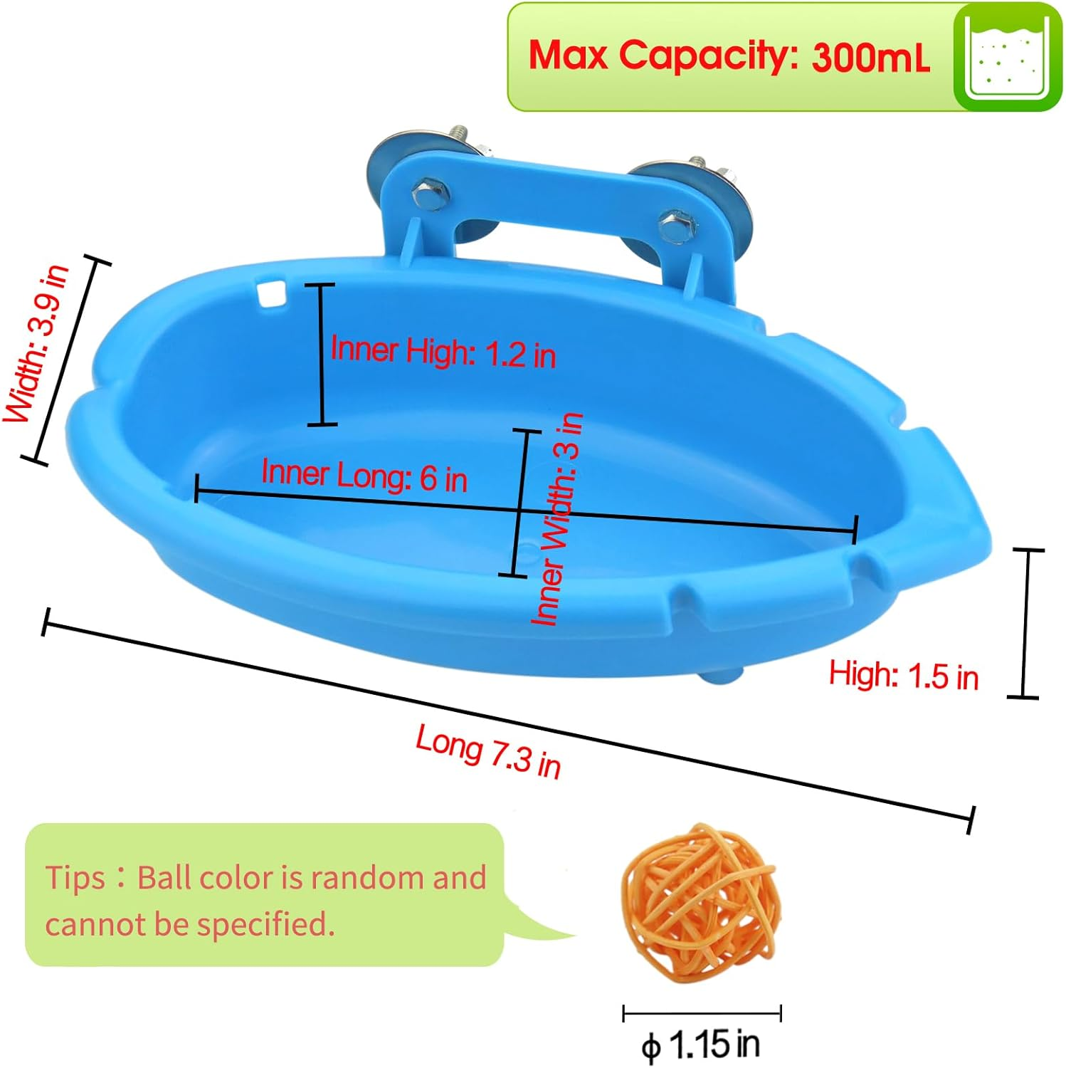 Mygeromon Bird Bath for Cage-Small Tub Bowl for Hang inside Cage Birdbath Shower for Parrot/Parakeets/Cockatiels/Canary/Budgerigar (Blue) image number 2