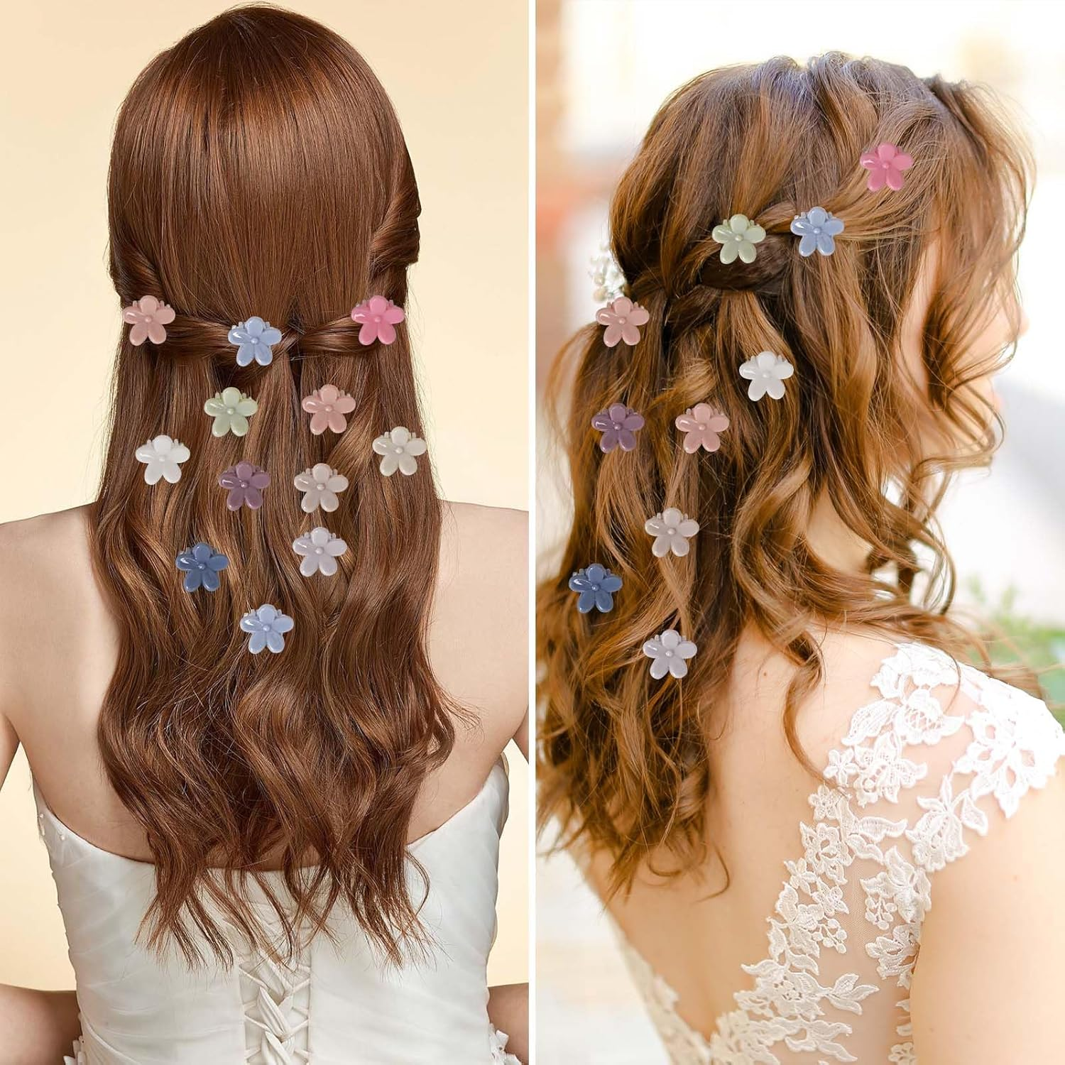 Pack of 50 Small Flower Hair Clips, Small Claw Clip, Colourful Mini Flower Hair Clips, Matte Non-Slip Hair Clips, Mini Hair Clip, Hair Accessories, for Children, Girls, Women image number 3