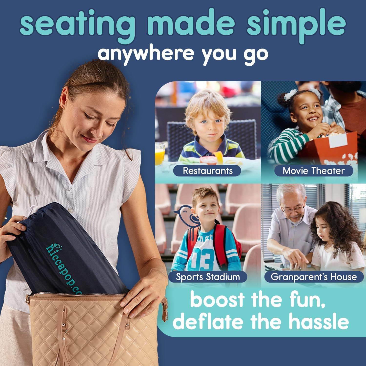 Hiccapop Neoboost Inflatable Toddler Booster Seat for Dining Table &ndash; Portable, Quick-Inflate Design &ndash; Anti-Slip Base, Secure Straps, Easy-Clean &ndash; Perfect for Home & Travel image number 1