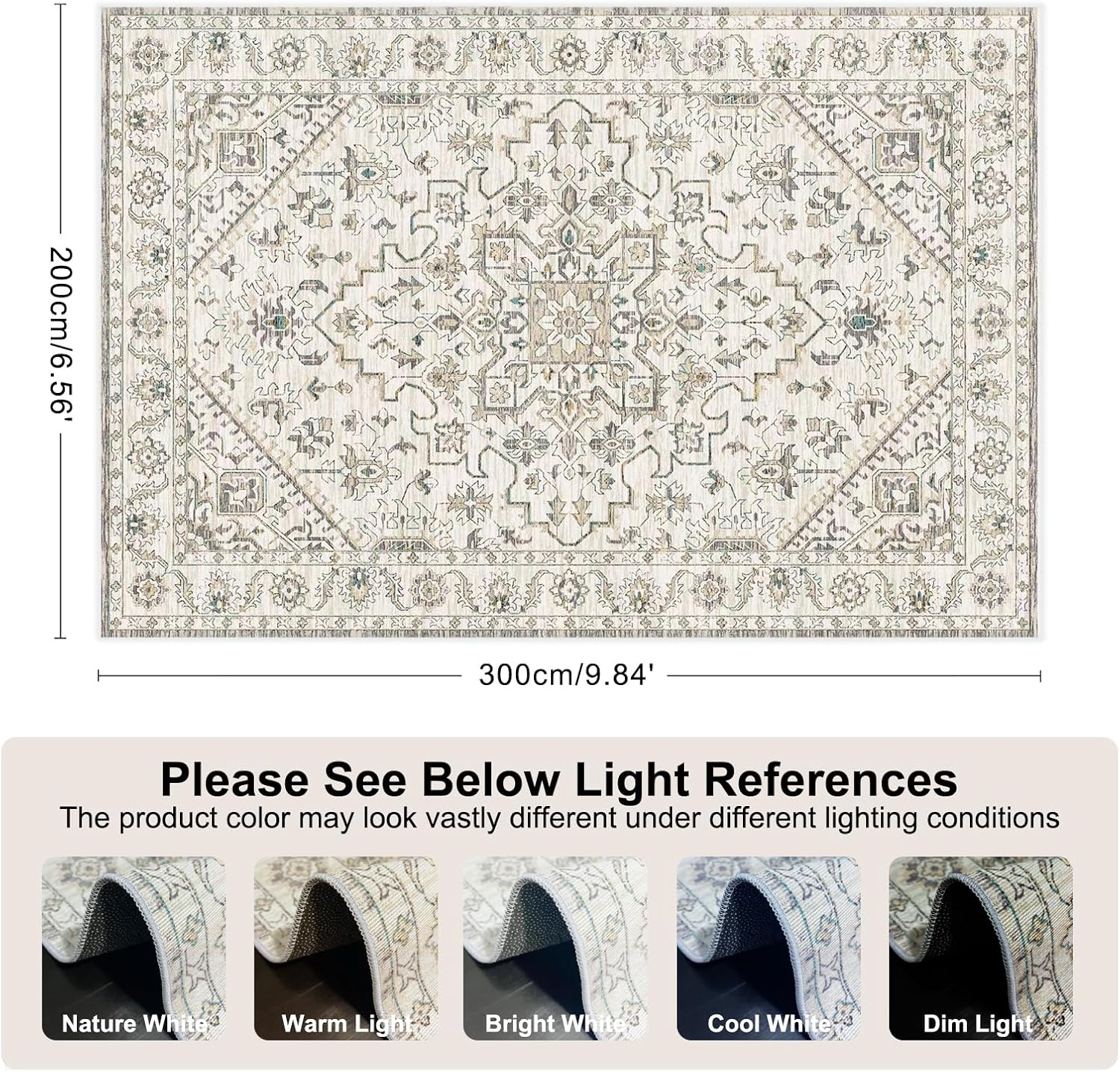 TFMODBFA 200X300Cm Large Area Rug Livingroom Rugs, Non-Slip Washable Rugs Vintage Carpet Mat 6&times;9 Indoor Rugs Modern Soft Abstract Rugs Home Decor(Gray-White) image number 7