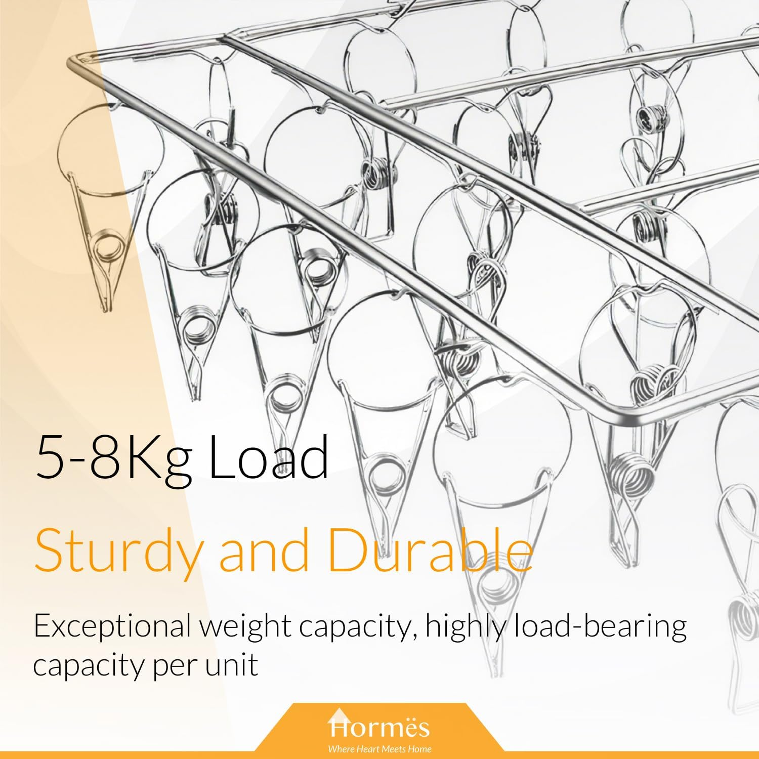 Stainless Steel Clothes Drying Rack with 50 Pegs, Underwear Dryer Hanger with Windproof Hook, for Drying Socks, Bras, Lingerie, Towels & Scarves, Laundry Accessories for Outdoor & Indoor Use