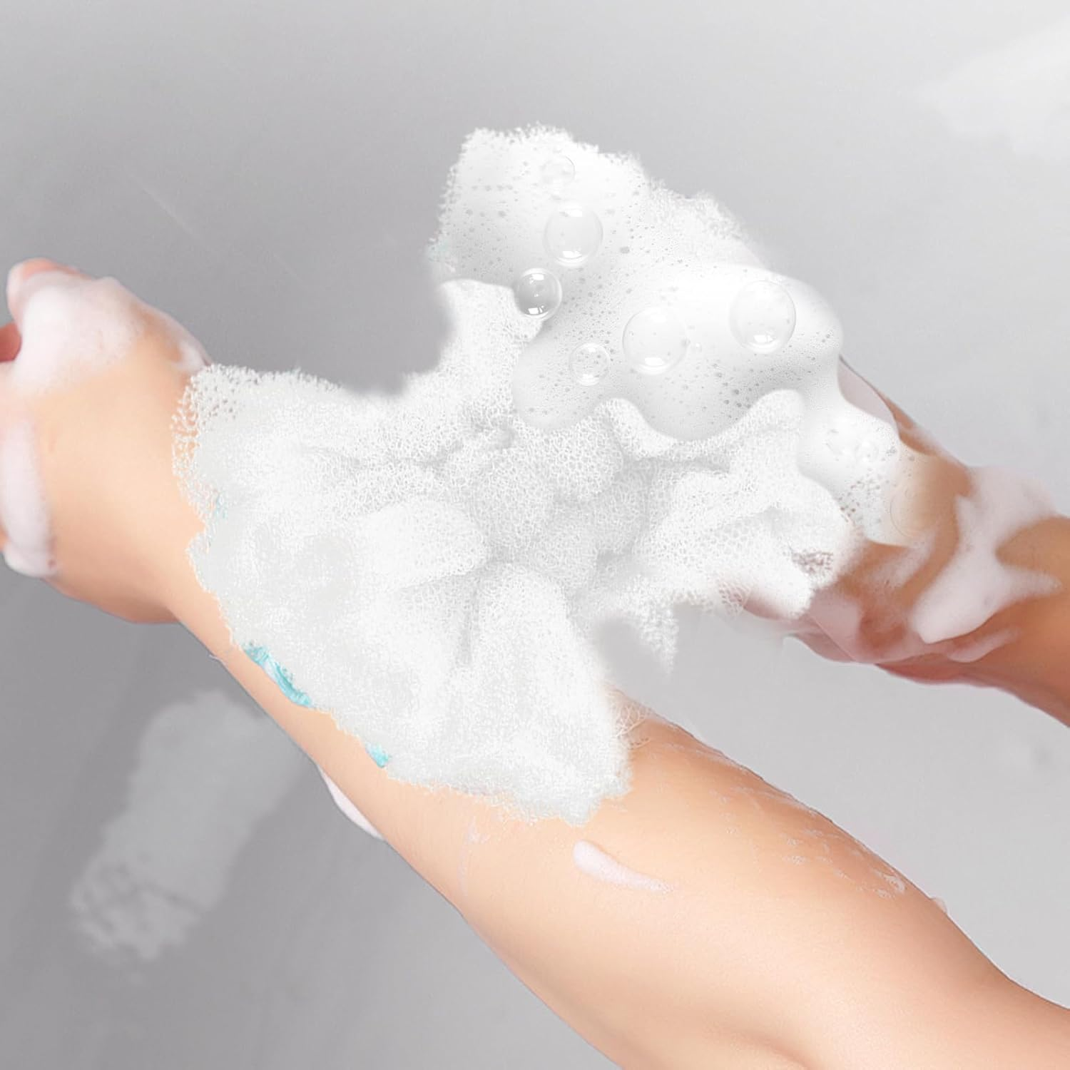 Vgvgaj Back Washer for Shower - 2 in 1 Loofah Sponge | Sponge Scrub with Rope Handles for Dead Skin Removal Home Travel Spa Girls Boys Men - Gray image number 2