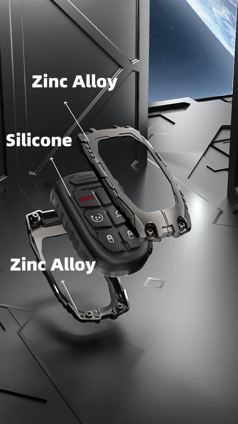 Heavy Zinc Alloy Key Fob Cover, Keychain, Key Case, Accessories Compatible with Jeep Dodge image number 2