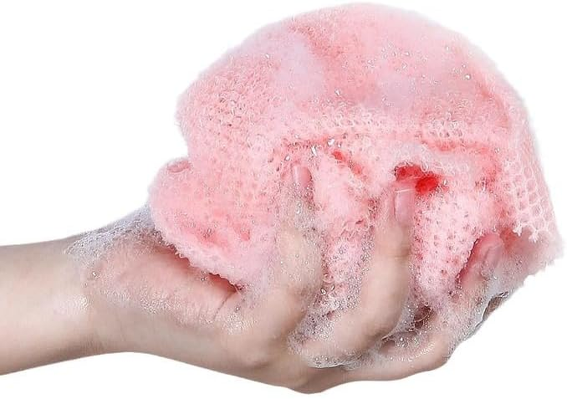 4 Pcs African Exfoliating Net, Long Net Sponge, Nylon Net Cloth, Exfoliating Washcloth, Back Scrubber Skin Smoothers for Bath, Daily Shower Bathing Washcloth Towel for Men Women(Multicolor) image number 2