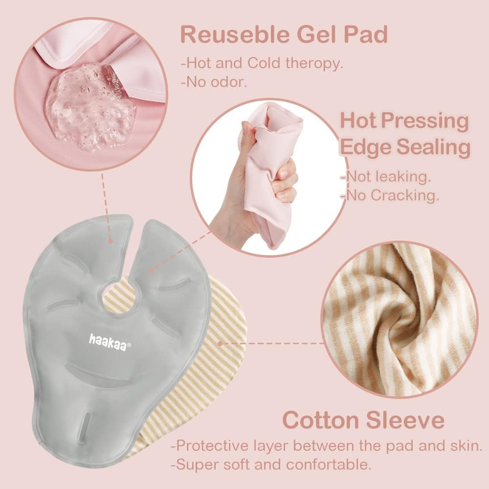 Haakaa Hot & Cold Reusable Breast Therapy Pads-2Pk (Blush) Nursing Pads for Breastfeeding Essentials, Improve Milk Flow, Relieve Engorgement, Mastitis & Plugged Ducts