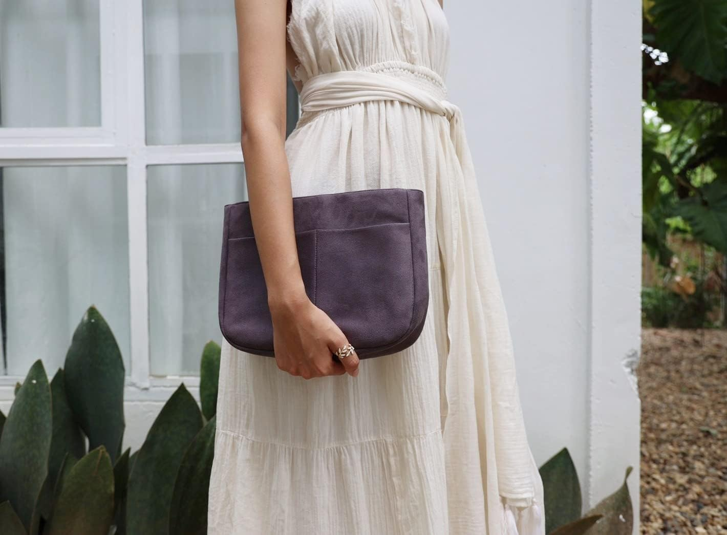 Purse Organizer Insert for Evelyne 29 PM Handbag, Faux Suede Fabric, Lightweight, Fits Perfectly, Sturdy, Hand Wash, Keep Its Shape Gift Ideas for Women (Purple E29S)