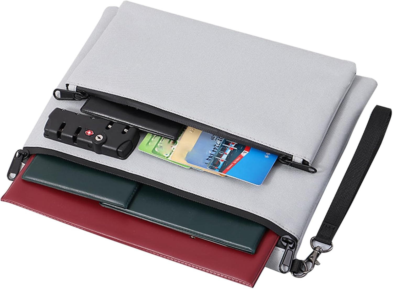 Lockable Money Bag - Accessories Pouch,Fashion Double-Layer Locked Wallet for Cash Bank Men Women Notary Supplies Secure Document Organization