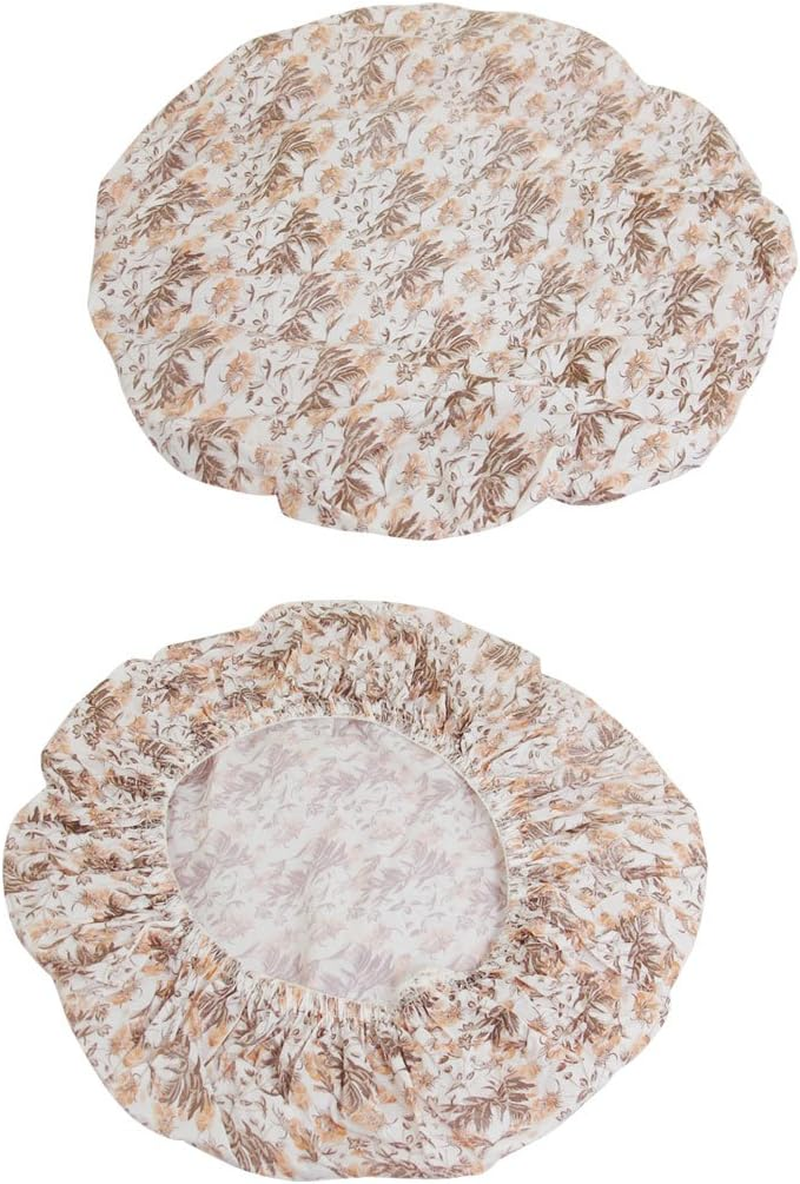 Ruilogod Plastic Pattern Elastic Hem Shower Cap 2Pcs Pale Orange