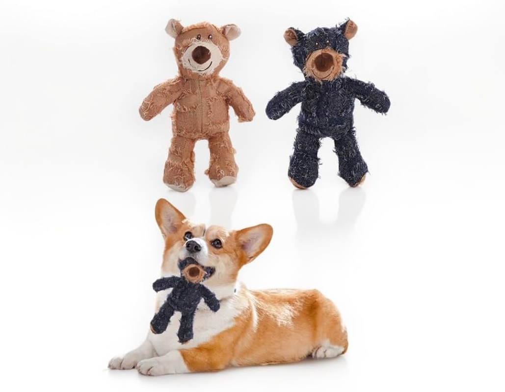 2 Pieces Pet Toy Bear Toy Soft Plush Dog Toys Fluffy Chew-Safe Puppy Toys, Durable & Washable for Small to Medium Dogs image number 1