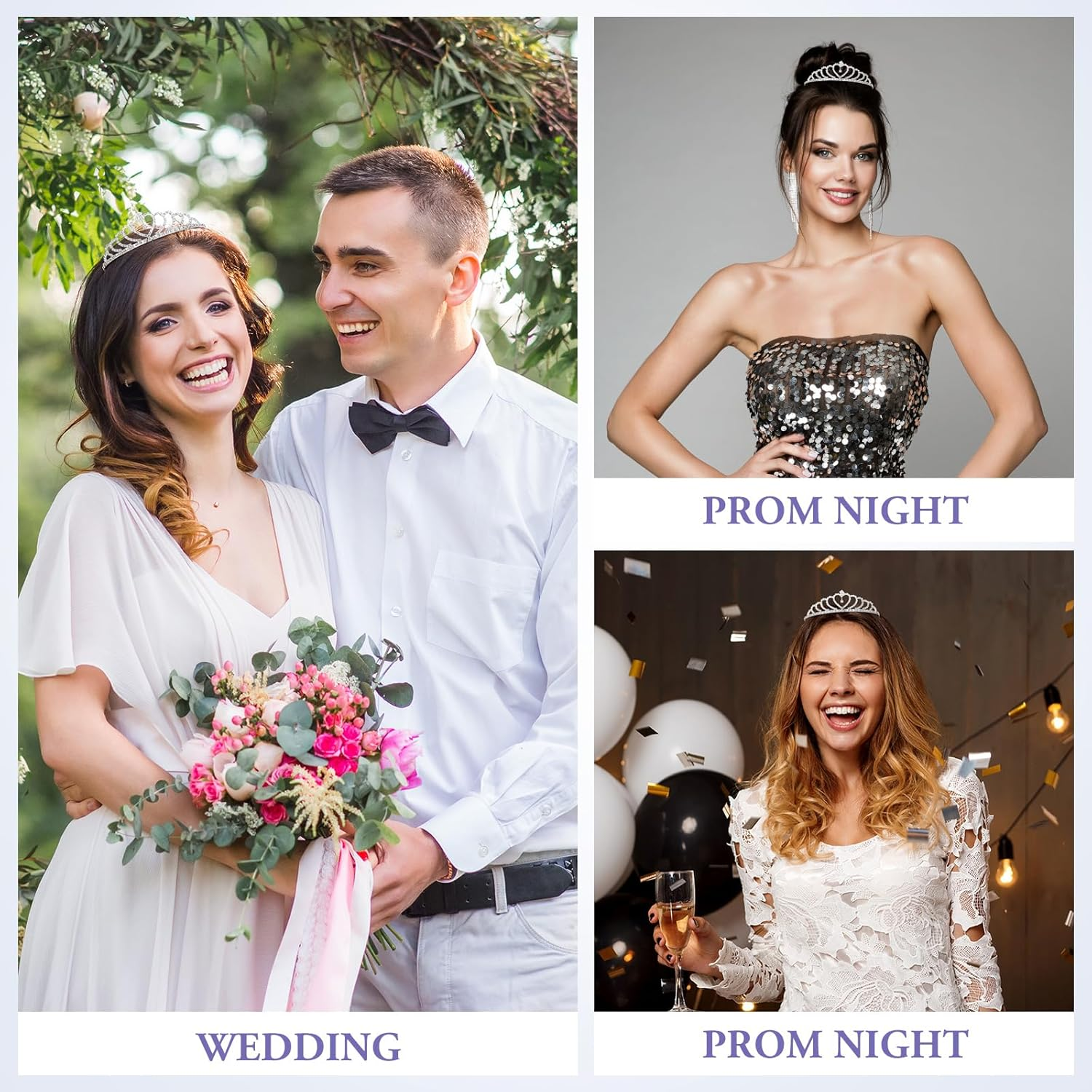 OSALADI Princess Crown Royal Bridal Crystal Tiaras Crown Jewellery Rhinestone Crown Headband Bride Princess for Women Birthday Silver image number 3