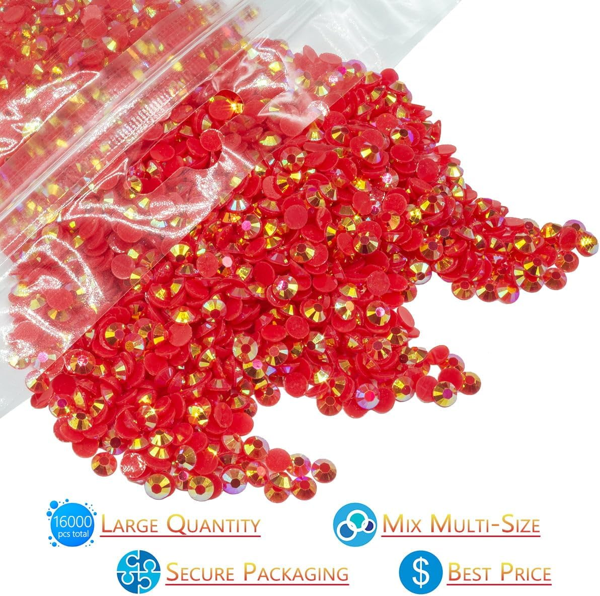 16000PCS Red AB Resin Rhinestones for Crafting 3Mm 4Mm 5Mm Flatback Jelly Stones Bulk SS10 SS16 SS20 Diamonds Crystals Gems Charms for Face Eyes Makeup Mugs Tumblers Bottles DIY Crafts Clothes Shoes - Aquamarine image number 6