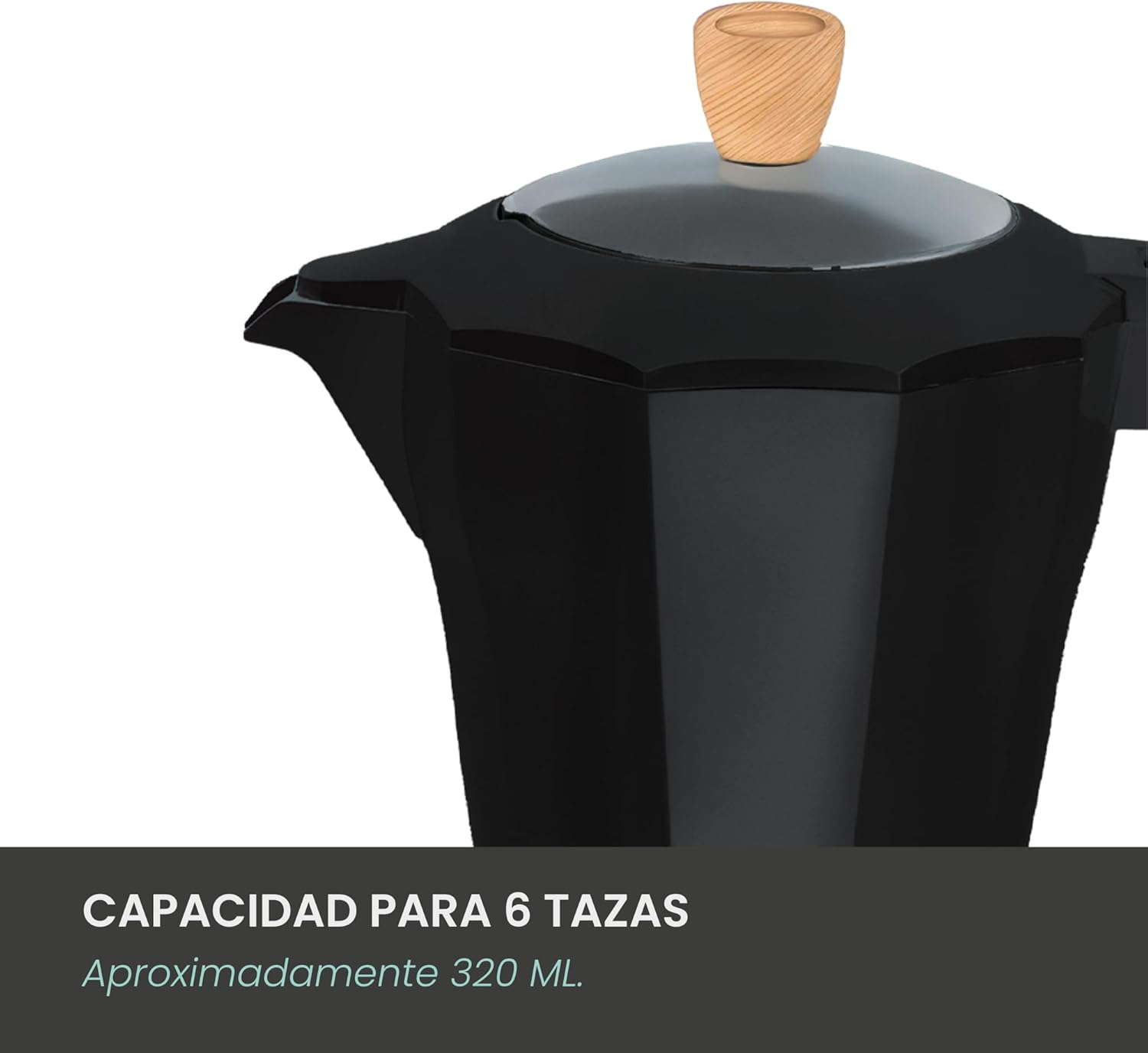 Jocca - Italian Coffee Maker Nature Black Line | 6 Cups | Cordless Jug | Electric Base | 360&ordm; Rotation | Carafe with Cold Handle | Automatic Shut-Off | Keeps the Heat (Black) image number 3