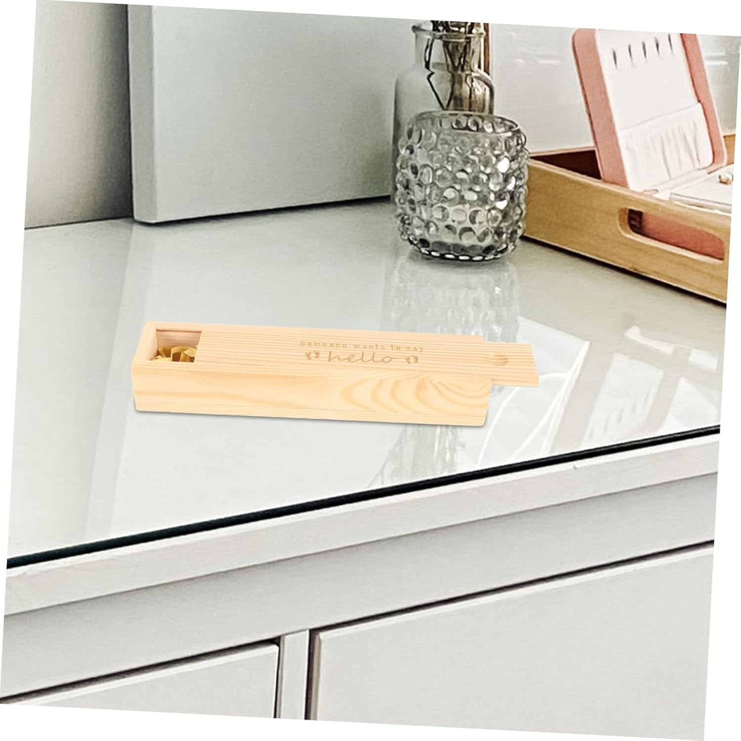 Pregnancy Test Holder Wood Box Announcement Scratchies for Newborn Keepsake Organizer image number 3