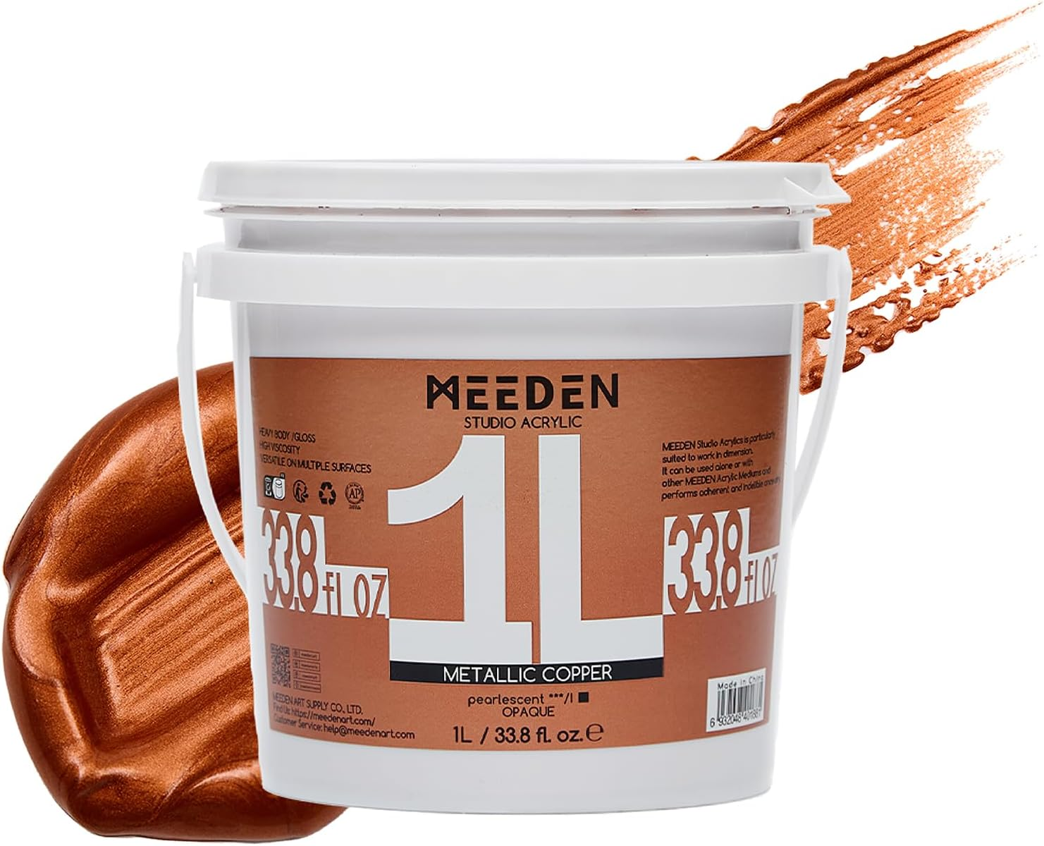 MEEDEN Metallic Gold Acrylic Paint: 1L Heavy Body Gold Paints for Painting on Canvas Crafts Wood Metal Plastic Wall Gift Wrapping