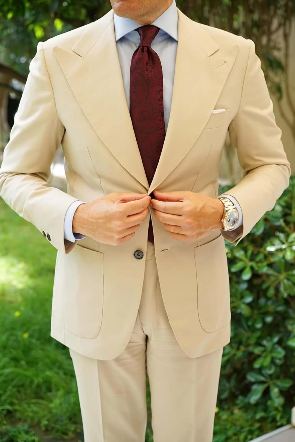 OTAA Mahogany Red Paisley Necktie Casual Ties for Men - Perfect Neck Tie for Groomsmen Wedding Ties or Formal Occasions - Ideal Gifts for Him image number 1