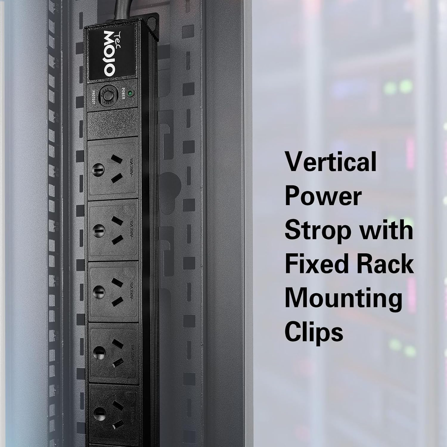 Tecmojo Vertical PDU Power Strip, 20 Outlets Rack Mount Power Distribution Unit for Server Cabinet, 10A Power Plug with 2M Power Cord, Overload Protection, 250V 50/60HZ