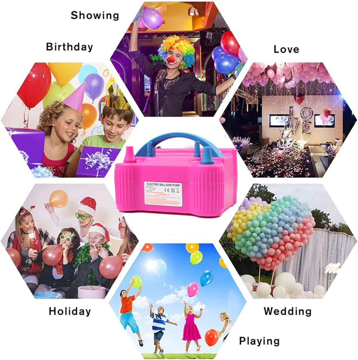 Electric Air Balloon Pump, 600W Portable Dual Nozzle Balloon Inflator Blower Pump for Balloon Arch, Balloon Garland, Party Decoration, Birthday Wedding Decorations image number 2