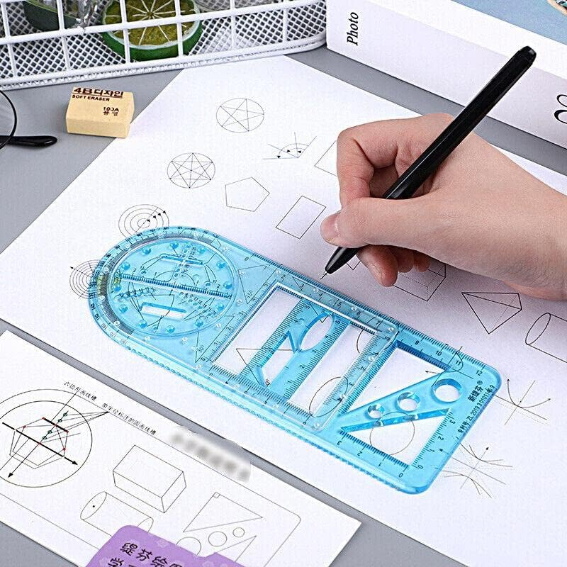 Multifunctional Geometric Ruler Student Mathematics Drawing Tools School Office, Clear Scale, Stable Drawing Tool, Ideal for School, Office, and Art Design, Enhances Manual Skills - Clear-Primary School image number 5