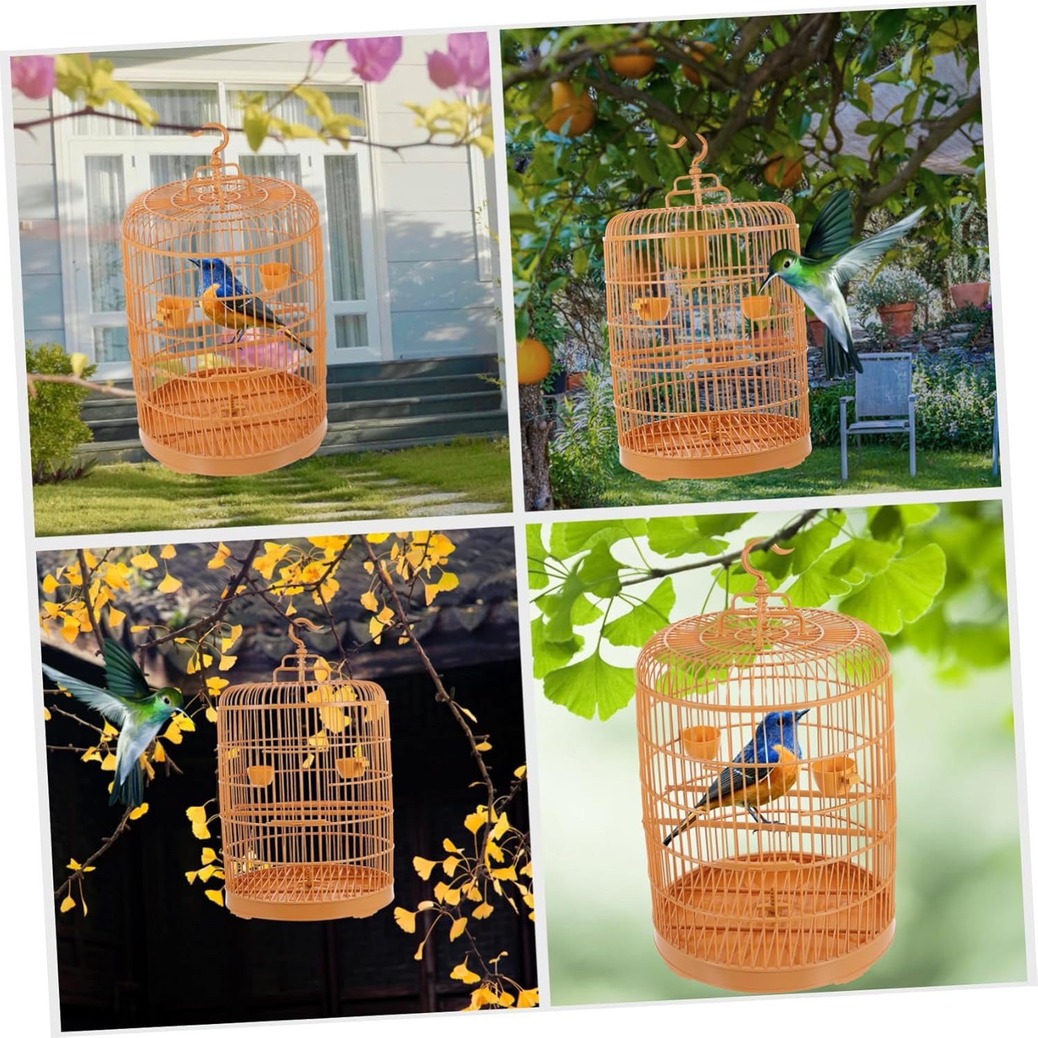 Levemolo Bird Cage for outside Plastic Hanging Bird Cage round Top for Birds and Decorative image number 4