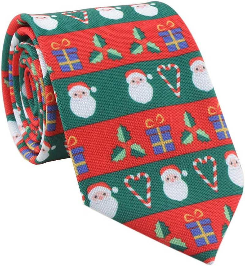 Christmas Tie Xmas Accessories Printed Tie Santa Claus Christmas Tree Elk Snowman Tie Decorative Dress,Tie Width 3.15In - Printed-4 image number 6