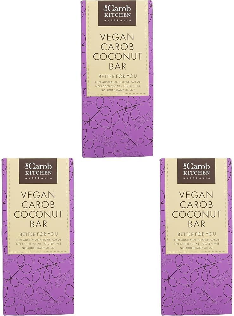 The Broth Sisters Carob Vegan Coconut Bar, 80G (Pack of 3)