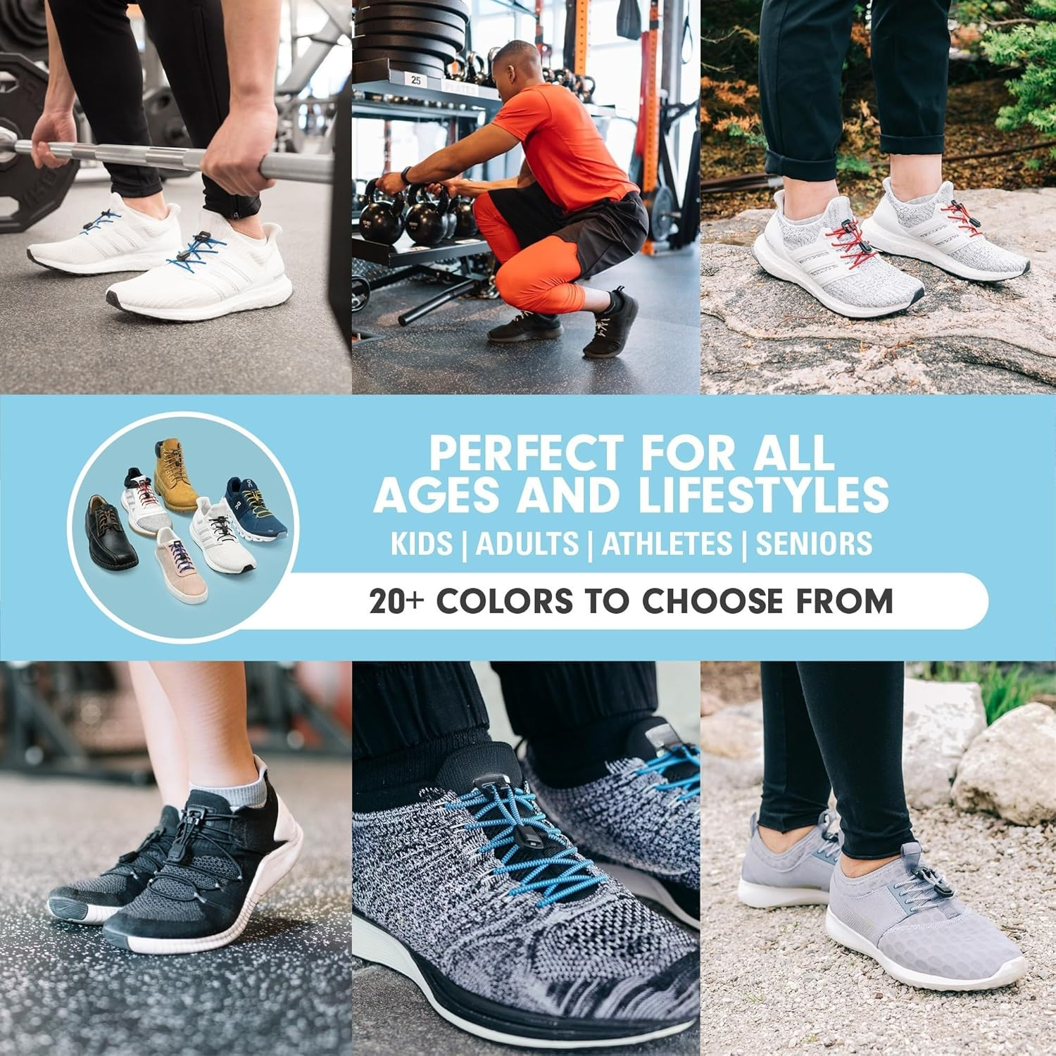 Xpand Quick Release Round-Lacing No Tie Shoelaces System with Elastic Laces - One Size Fits All Adult and Kids Shoes (Gray, 132 Cm) image number 1