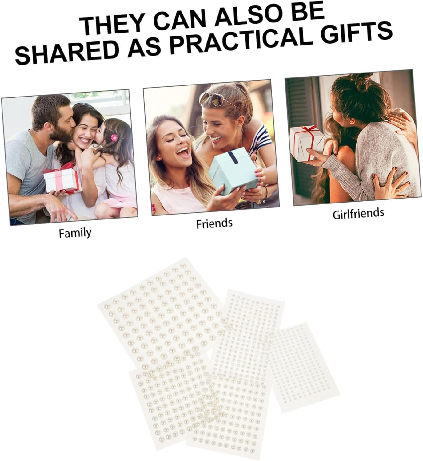 Baluue Adhesive Pearl Stickers 10Pcs 3Mm-8Mm Face Decorative Gems Nail Art Accessories for Women Hair and Makeup Craft image number 3