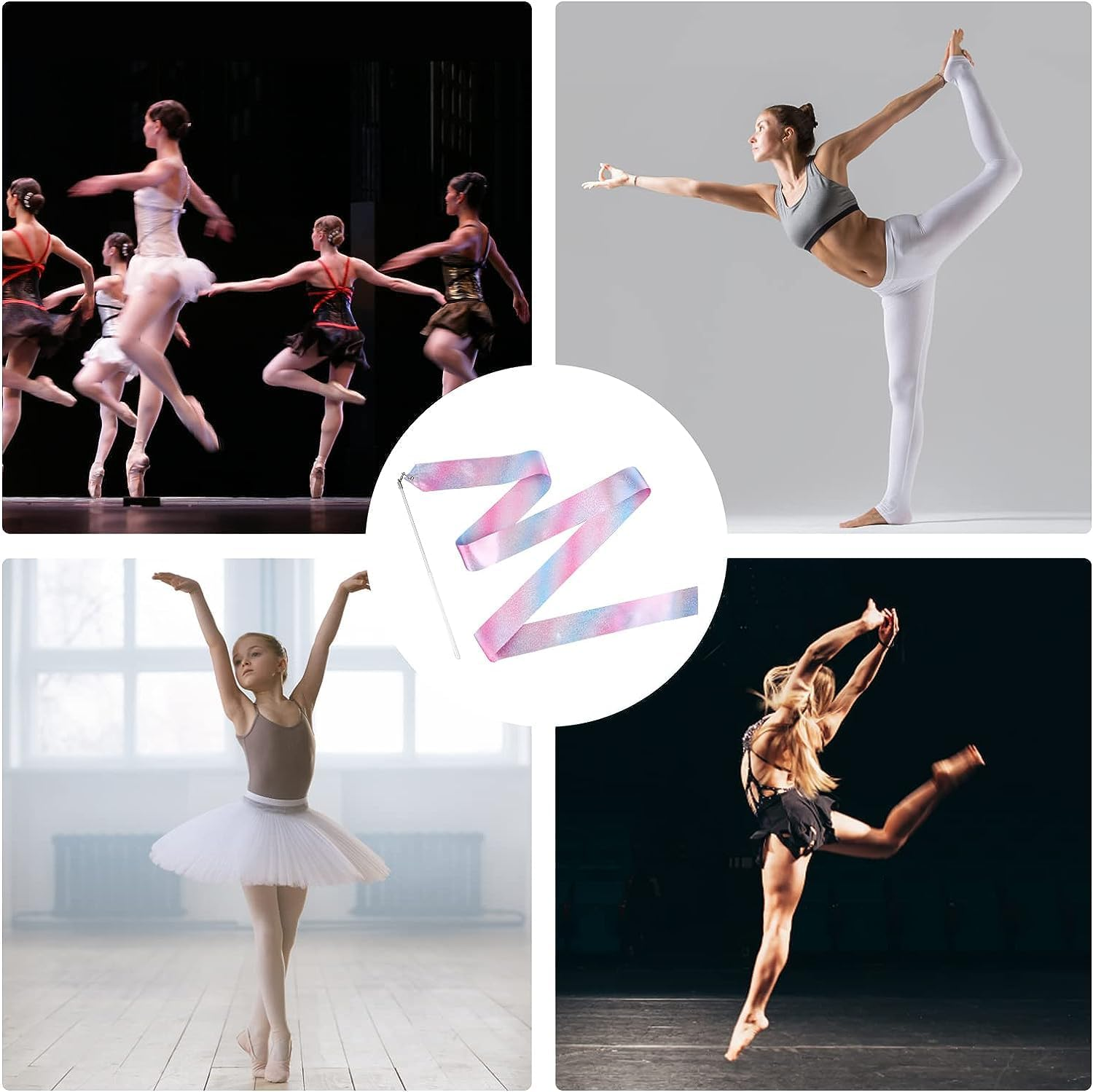 Dance Ribbons Streamers, 2Pcs Rainbow Streamers Rhythmic Gymnastics Ribbon, Baton Twirling Wands,Dance Ribbon Long Ribbon Streamers Gymnastics Streamers,Dance Ribbon Long Ribbon Streamers for Dance image number 2