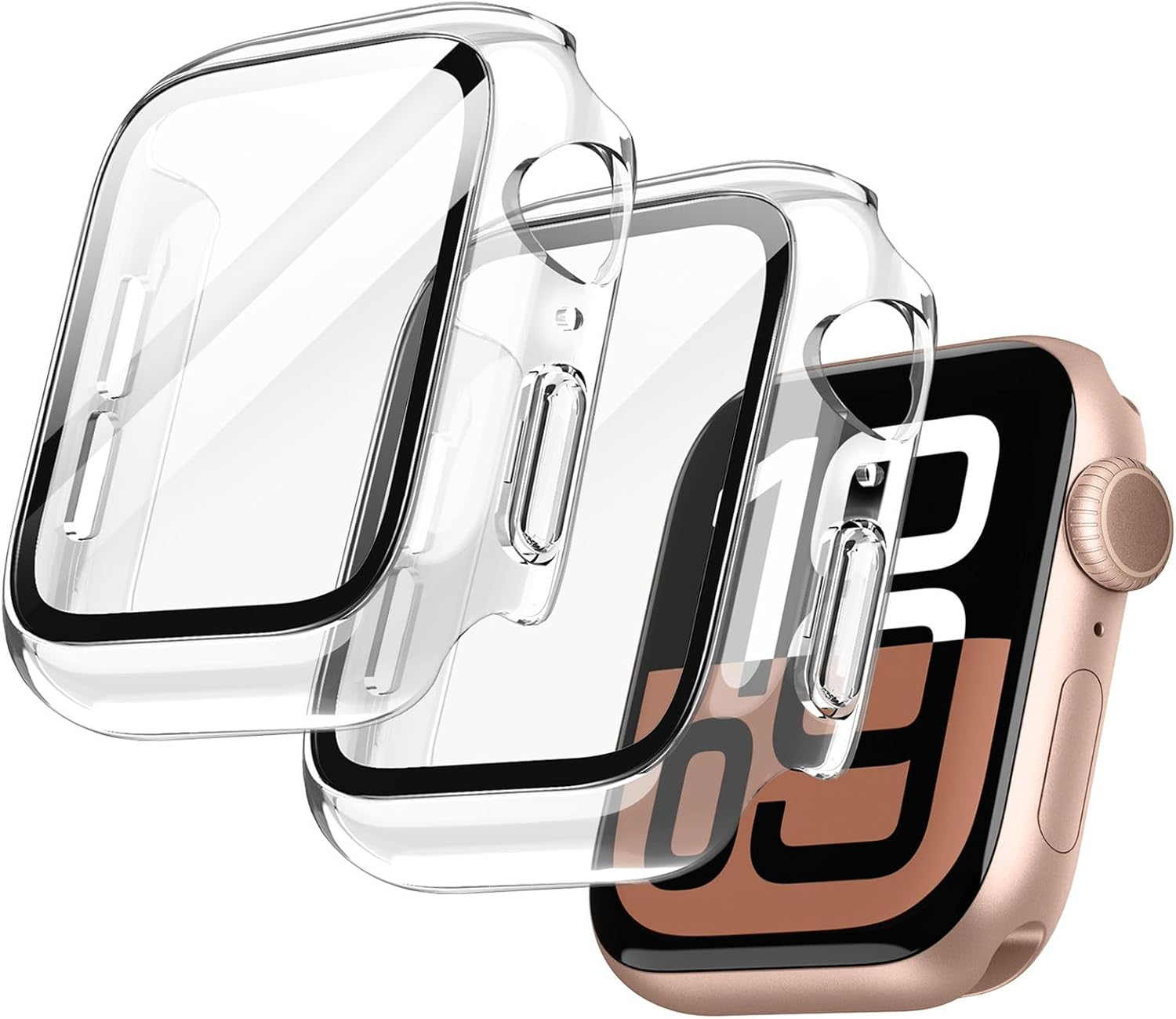 Jetech Case with Screen Protector for Apple Watch SE 3/2/1 (2025/2022/2020) / Series 6 5 4 40Mm, Overall Protective Cover, Built-In Tempered Glass Film High Sensitivity, 2 Pack (Black)