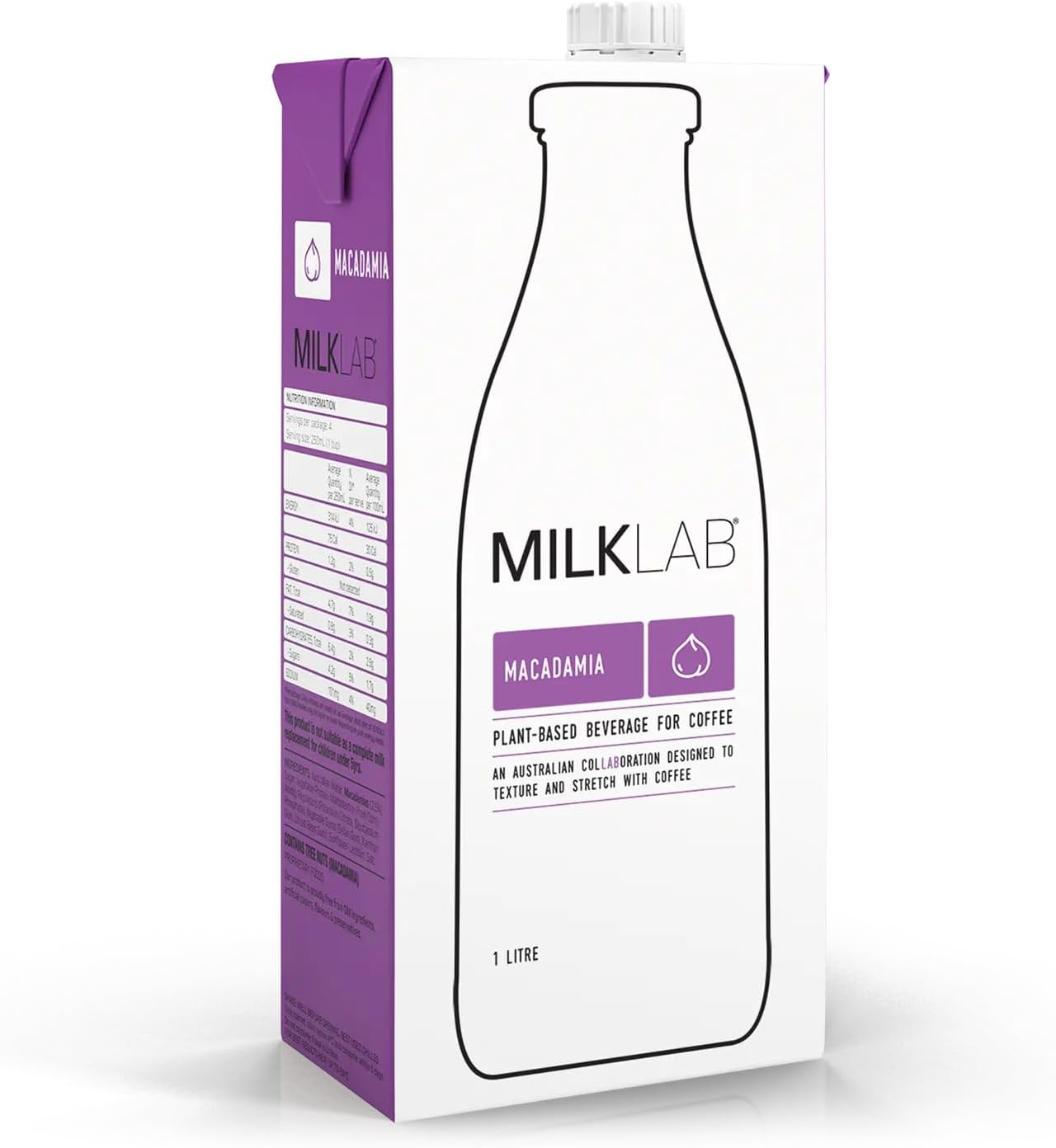 MILKLAB Macadamia 1 Litre, Plant-Based Beverage, a Decadent, Creamy Flavour to Complement Espresso Coffee image number 1