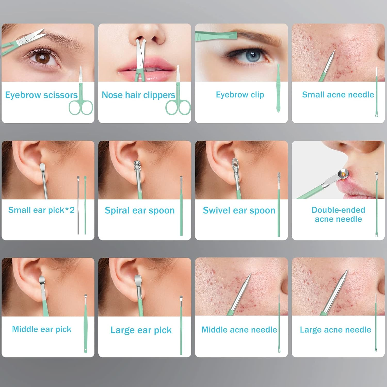 Manicure Set Personal Care, Nail Clipper Kit, Professional Nail Clipper Pedicure Set, Nail Tools with Luxurious Travel Case, Gifts for Men Women Family Friend, 31 Pieces (Green) - B image number 6