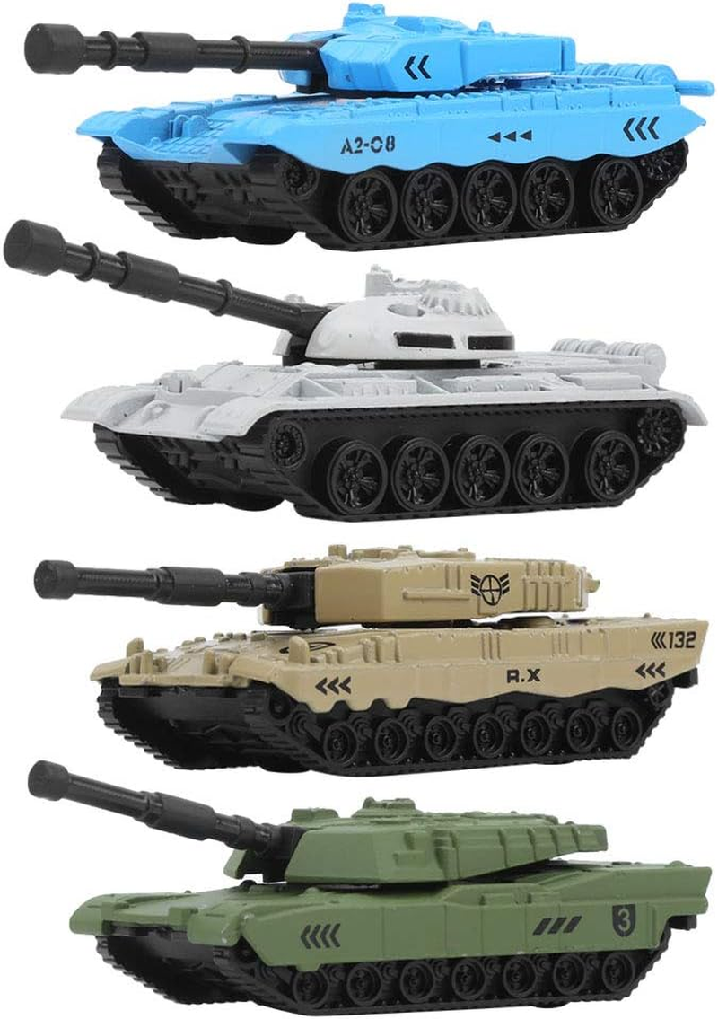 CCYLEZ 4Pcs Mini Tank Model Toy Set - Alloy Army Car Toy - Children Boys and Girls (Alloy, Tank) image number 1