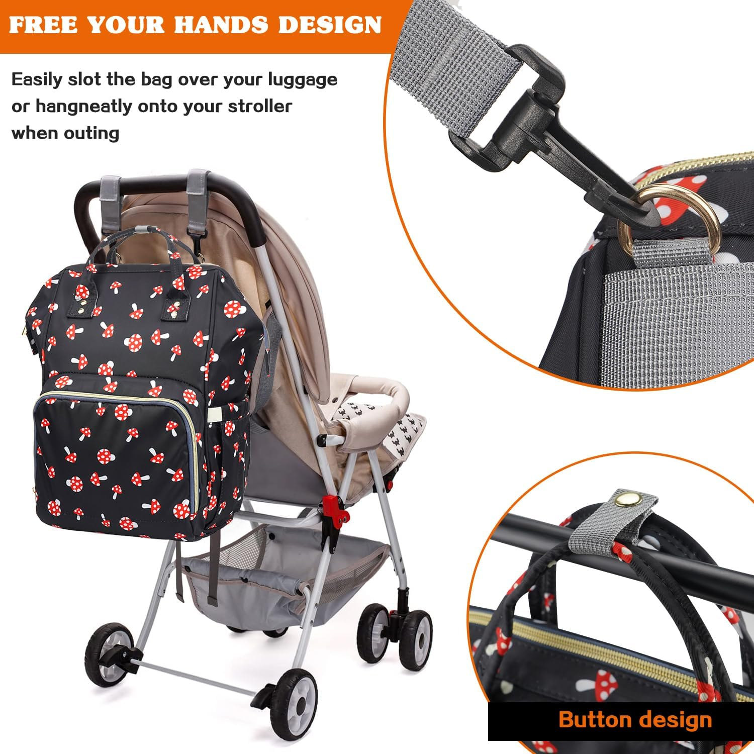 LIMHOO Diaper Bag Backpack, Waterproof Baby Care Bag, Women Travel Baby Nappy Changing Bag image number 4