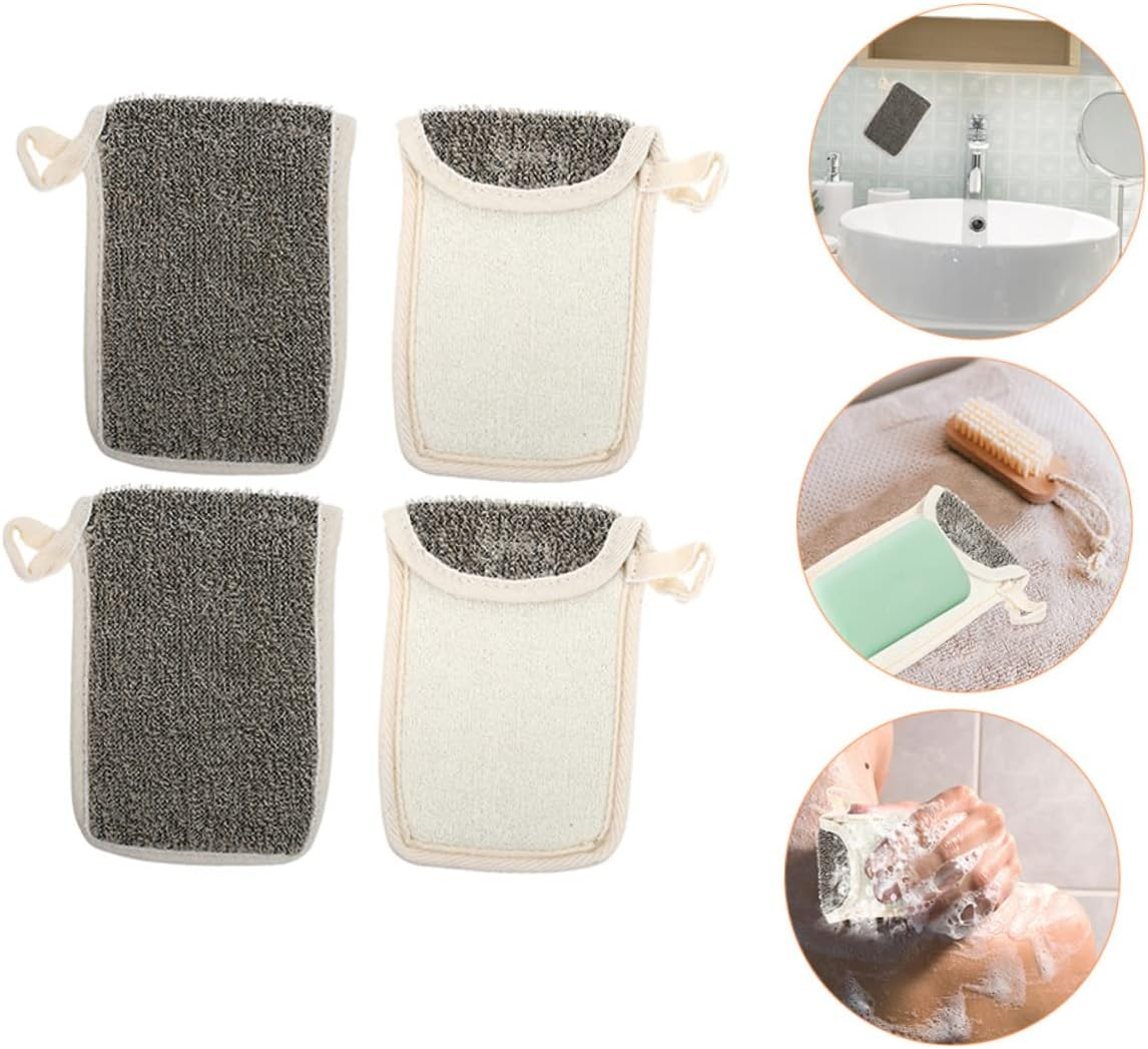 Ipetboom Black Linen Soap Pouches 4-Pack Exfoliating Soap Saver Bag Portable Net Pouch for Bath and Shower image number 6