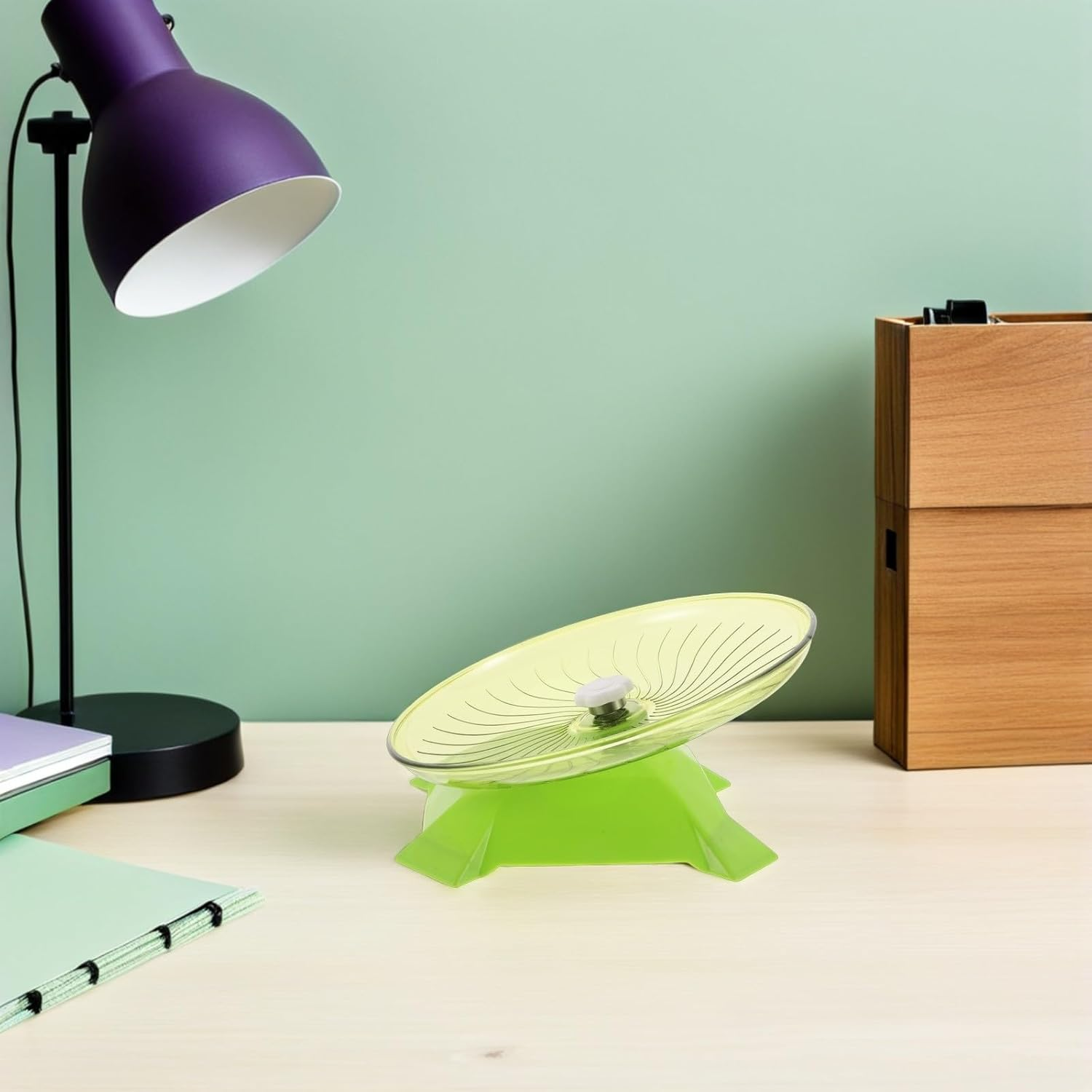 ARTSEWPLY Silent Hamster Wheel Flying Saucer Exercise Spinner for Small Pets Gerbils Mice Hedgehogs Safe Stable Design Compact Space-Saving Pet Running image number 4