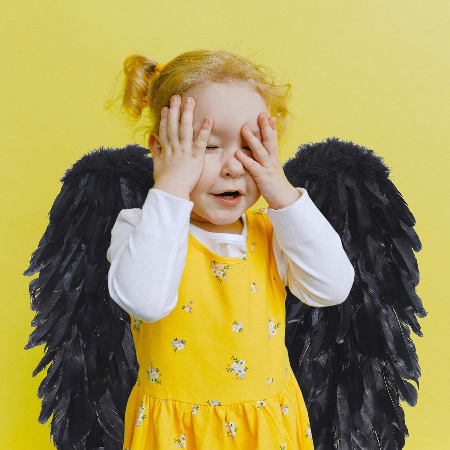 WRITWAA Black Angel Wing Costume for Kids, Perfect for Christmas Party, Stage Performance, and Halloween Dress-Up image number 5