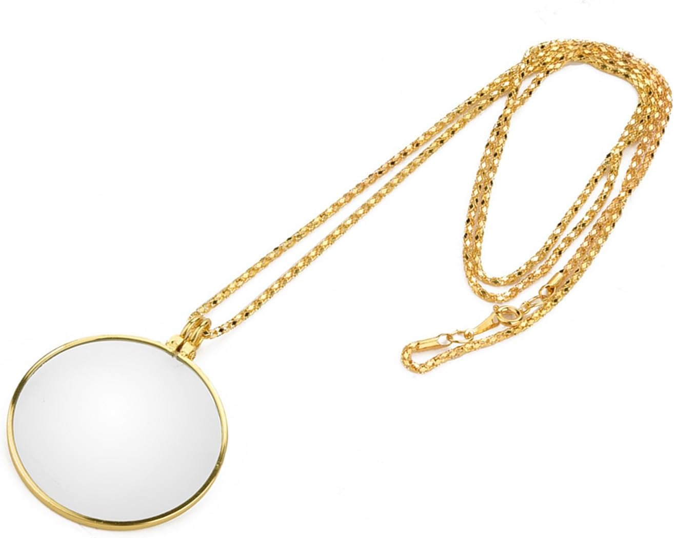 5X Magnifier Monocle Necklace Magnifying Glass Loupe Jewelry Reading Loupe Silver (Gold)